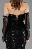 Robe de Soirée Longue Perlé Noir ABU5659