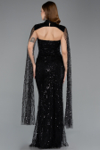 Robe de Soirée Longue Perlé Noir ABU5652