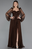 Robe De Soirée Dantelle Longue Brun ABU5334