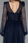 Robe De Soirée Dantelle Longue Bleu Marine ABU5334