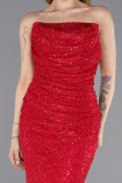 Robe de Soirée Longue File Rouge ABU5636