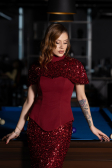 Robe de Soirée Longue Rouge Bordeaux ABU5640