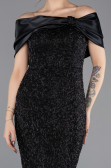 Robe De Soirée Midi Perlé Noir ABK2461