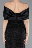 Robe De Soirée Midi Perlé Noir ABK2461