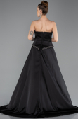 Robe de Soirée Longue Satin Noir ABU5684