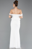 Robe Queue de Poisson Longue Dantelle Blanc ABU5685