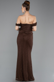 Robe Queue de Poisson Longue Dantelle Brun ABU5685