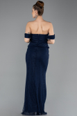 Robe Queue de Poisson Longue Dantelle Bleu Marine ABU5685