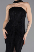 Robe de Soirée Longue Dantelle Noir ABU5686