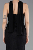 Robe de Soirée Longue Dantelle Noir ABU5686