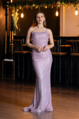 Robe de Soirée Longue File Lilas ABU5636