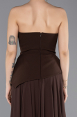 Robe de Soirée Longue Mousseline Brun ABU5681