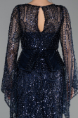 Robe de Soirée Longue Perlé Bleu Marine ABU5690