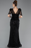 Robe de Soirée Longue Perlé Noir ABU5691