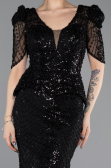 Robe de Soirée Longue Perlé Noir ABU5691