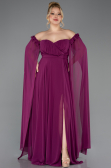 Robe Grande Taille Mousseline Longue Prune ABU3464