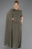 Robe De Soirée Grande Taille Mousseline Longue Kaki ABU5419