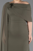 Robe De Soirée Grande Taille Mousseline Longue Kaki ABU5419