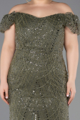 Robe de Soirée Grande Taille Longue Perlé Kaki ABU5548