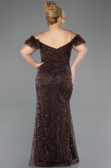 Robe de Soirée Grande Taille Longue Perlé Brun ABU5548