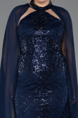 Robe De Fiançailles Grande Taille Longue Bleu Marine ABU5596