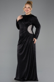 Robe Hijab Grande Taille Longue Noir ABU5502