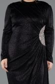 Robe Hijab Grande Taille Longue Noir ABU5502