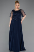 Robe Grande Taille Longue Mousseline Bleu Marine ABU5554