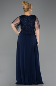 Robe Grande Taille Longue Mousseline Bleu Marine ABU5554