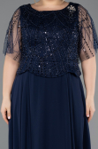Robe Grande Taille Longue Mousseline Bleu Marine ABU5554