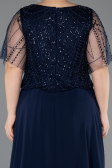 Robe Grande Taille Longue Mousseline Bleu Marine ABU5554