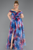Robe De Soirée Grande Taille Longue Bleu Saxe ABU5263