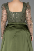 Robe De Fiançailles Grande Taille Perlé Longue Kaki ABU4761