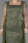Robe De Fiançailles Grande Taille Perlé Longue Kaki ABU4761