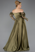 Robe Grande Taille Longue Satin Kaki ABU5261