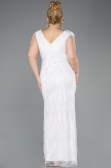 Robe De Soirée Grande Taille Perlé Longue Blanc ABU5336