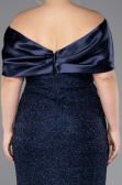 Robe De Invitation Grande Taille Midi Perlé Bleu Marine ABK2509