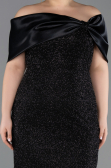 Robe De Invitation Grande Taille Midi Perlé Noir ABK2509