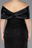 Robe De Invitation Grande Taille Midi Perlé Noir ABK2509