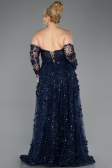 Robe De Fiançailles Grande Taille Longue Bleu Marine ABU5660