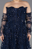 Robe De Fiançailles Grande Taille Longue Bleu Marine ABU5660