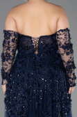 Robe De Fiançailles Grande Taille Longue Bleu Marine ABU5660