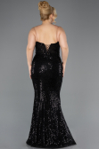 Robe Grande Taille Longue Perlé Noir ABU5661