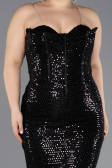 Robe Grande Taille Longue Perlé Noir ABU5661
