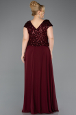 Robe de Soirée Grande Taille Longue Mousseline Rouge Bordeaux ABU5651