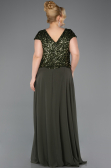 Robe de Soirée Grande Taille Longue Mousseline Kaki ABU5651