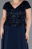 Robe de Soirée Grande Taille Longue Mousseline Bleu Marine ABU5651