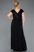 Robe de Soirée Grande Taille Longue Mousseline Noir ABU5651