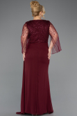Robe de Soirée Grande Taille Longue Mousseline Rouge Bordeaux ABU5624