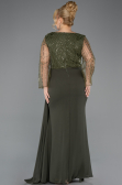 Robe de Soirée Grande Taille Longue Mousseline Kaki ABU5624